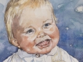 Watercolour painting of a baby boy at one year of age