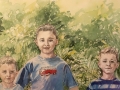 Watercolour painting of three brothers