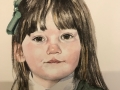 Watercolour painting of a young girl in school uniform