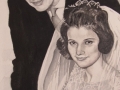 Black and white watercolour - painted from a photograph of the client's parents on their wedding day